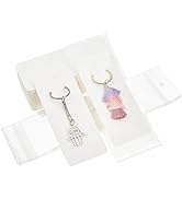 PH PandaHall 100 Sets Long Keychain Display Cards with Self-Sealing Bags, 4.7 x 2 Inch White Pape...