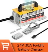 CMTOOL 24V 30A Forklift Battery Charger, 1250W Smart 7-Stage Trickle Charger, IP67 Waterproof, Fu...