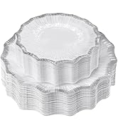DaYammi 60Pcs White Plastic Plates with Silver Rim,Silver Disposable Plates - Heavy duty Plastic ...