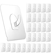 Ninth Five 30 Pack Adhesive Hooks for Hanging, 22lb Heavy Duty Wall Hooks, Clear Plastic Sticky U...