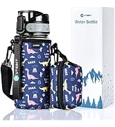 UTEBIT 16oz Kids Water Bottle, BPA Free Insulated Water Bottle with Straw, Plastic Sport Water Ju...