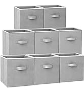 Storage Cubes, 13x13 Large Cube Storage Bins (Set of 8), Fabric Collapsible Storage Bins with Dua...