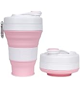 UNNESTAR Collapsible Camping Cup with Straw Silicone Folding Coffee Cup Sport Bottle Portable Tra...