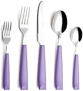 ANNOVA 20PCS Stainless Steel Silverware Set With Colored Handles Comfortable to Hold - 4xDinner F...