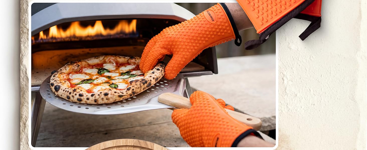 KITCHEN PERFECTION Silicone Pizza Oven Gloves -Extreme Heat Resistant Gloves