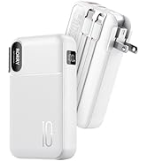 RORRY Portable Charger Built-in Cables, AC Wall Plug Portable Charger Power Bank 10000mAh Travel ...