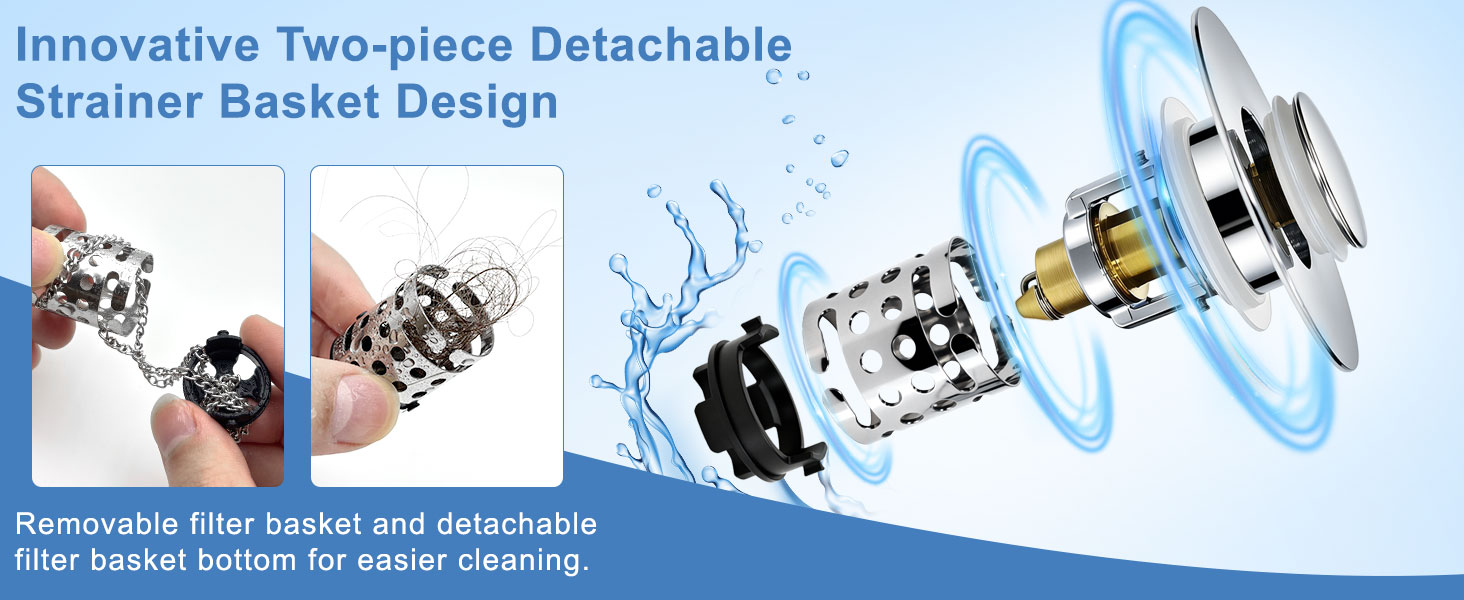 3 in 1 bathroom sink drain strainer