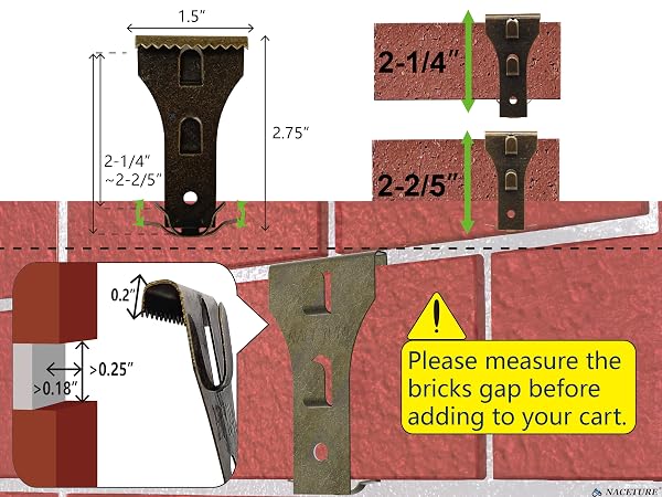 NACETURE HEAVY-DUTY BRICK HANGER - No Need to Drill Holes in Your Walls