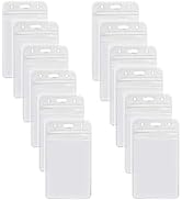 12 Pack ID Badge Holders Vertical Name Tags Hole Punched Zipper Waterproof Resealable Clear Plast...