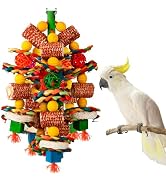 Bird Toys, Parrot Toys for Large Birds,Natural Corn cob and Loofah Slices Bird chew Toys for Afri...