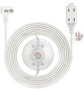 Zlierop 3 Outlet Clear Extension Cord 12 FT, 2 Prong Extension Cords with Foot Switch on/Off, UL-...