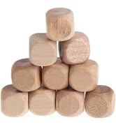 10 Pcs Wooden Dice, 6 Sided Blank Round Corner Cube Dice DIY Graffiti Crafts Toy Standard Game Di...