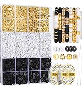 LEOBRO 3524pcs Clay Beads Bracelet Kit, White Clay Beads Black Clay Beads for Bracelets Making Ki...