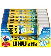 UHU Colored All Purpose Glue Stick 12-Pack Blue Applies & Dries Clear, 1.41oz - Non-Toxic, Washab...