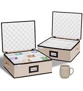 punemi Mug Storage Organizer, 2-Pack Hard Shell Boxes for Packing & Moving | Padded dividers, sta...