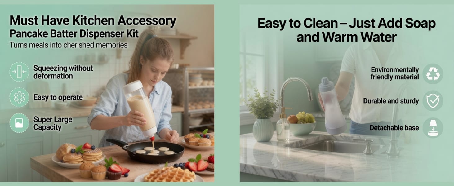 pancake batter dispenser bottle mixer crepe cupcake baking waffle griddle maker handheld pourer