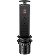 BTU Pop Up Outlet with USB Ports, Pop Up Outlet for Countertop with 3 AC Outlet, 2 USB A Ports an...