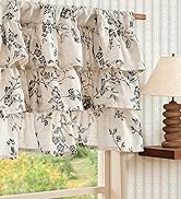 jinchan Ruffled Floral Valance Curtain Shabbychic Linen Window Valance 18 Inch Farmhouse Rustic W...