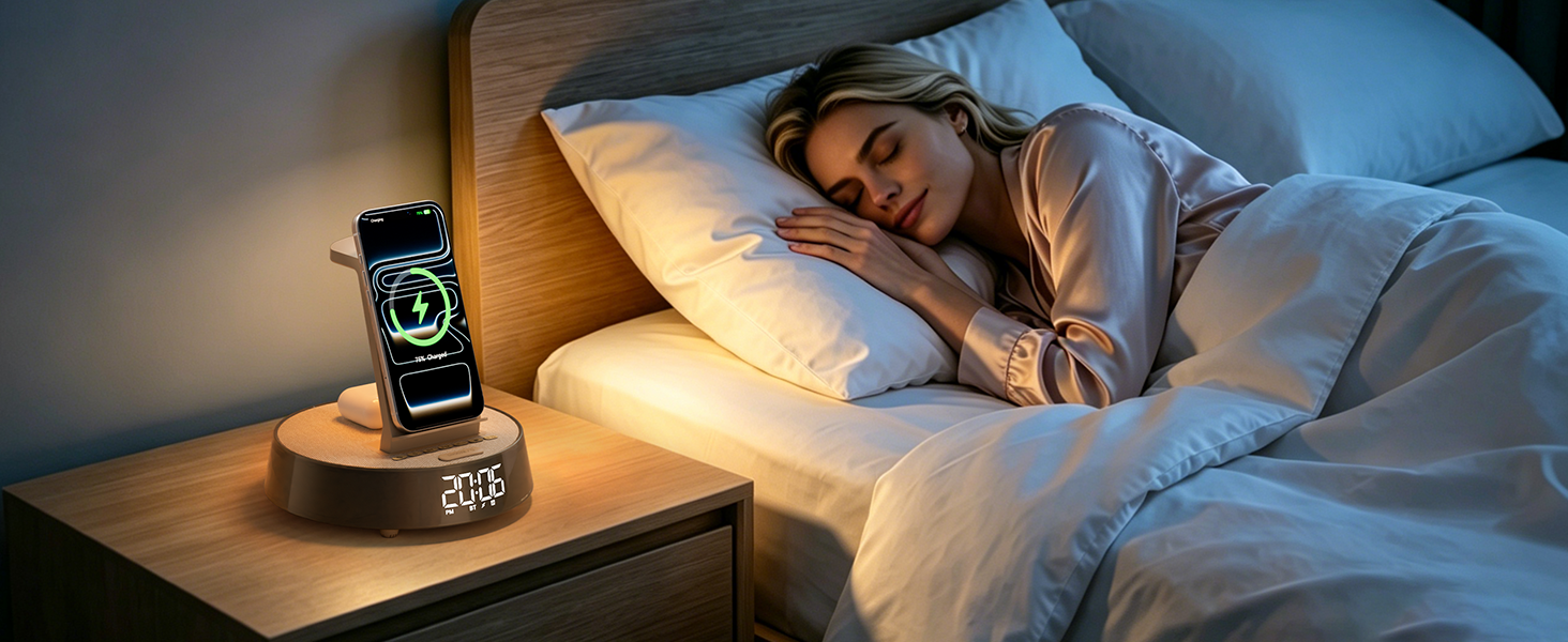 charge station with alarm clock Bluetooth speaker