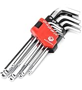 MAXPOWER 9PCS Long Arm Ball End Hex Key Wrench Set, Industrial Grade Allen Wrenches, Made with He...