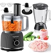 Food Processor and Blender Combo, 88 oz Food Chopper for Meat, Vegetable and Dough, 70 oz 600W Gl...