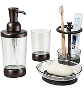 LGURT 4-Piece Bathroom Accessories Set, Coffee Brown Vanity Decor — Soap Dispenser, Toothbrush Ho...