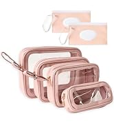 JAYTEM 6 PCS Set TPU Diaper Bag Organizer Pouches & Wipe Dispensers, Pink | TSA Approved Toiletry...