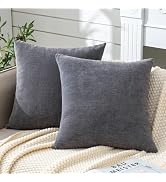 GAWAMAY Decorative Square Throw Pillow Covers 18"x18" Inch Set of 2, Super Soft Chenille Pillows ...