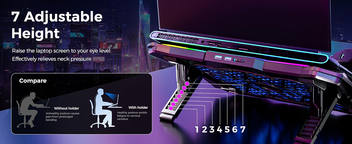 Gaming Laptop Cooling Stand rgb laptop fan cooling pad heat dissipation laptop stand with fan deck