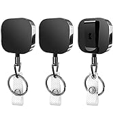 Teskyer 3 Pack Retractable Badge Holders, Heavy Duty Retractable Badge Reels with Belt Clip and K...