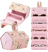 SMARTTOP Travel Sunglass Organizer Case- 5 6 Slot PU Sunglass Travel Case Multiple Portable Eyegl...