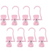 INCREWAY 8Pcs Pink Bow Laundry Hooks with Clips, Decorative Stackable Laundry Hooks for Closet Or...