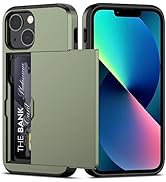 Nvollnoe for iPhone 13 Mini Case with Card Holder Heavy Duty Protective Dual Layer Shockproof Hid...