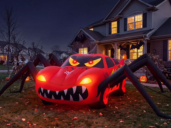 Super Giant Red 14.8FT Halloween Inflatables Spider Car Outdoor Decorations