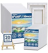 Halobios Professional Stretched Canvas for Painting with 8x10 inch, 5x7 inch (10 of Each), 20 Pac...