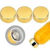 Zukro 18 oz Glass Juice Bottles Replacement Gold Lids, Stainless Steel Cap for Luxfuel/Brieftons/...