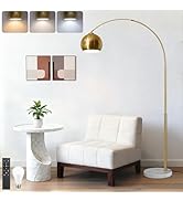 77” Arc Floor Lamp for Living Room, Upgraded Gold Standing Lamp with Remote, 3 Color Temperatures...