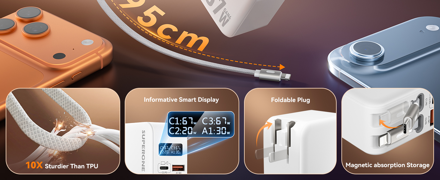 retractable phone charger wall plug