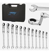 DISEN 12pcs Ratchet Wrenches Set Flex-Head, Extended Double Joints Long Metric Wrench Sets 8-19mm...