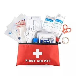 first aid kit showing contents.