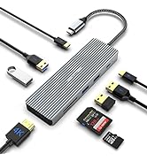 USB C Hub, TOTU 9-in-1 Docking Station Type C Hub with 4K HDMI Port, 3 USB 3.0 Ports,1 USB 2.0 Po...