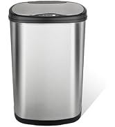 Ninestars 13 Gallon Oval Automatic Trash Can, 50L Touchless Motion Sensor Garbage Can with Odor-S...