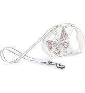 FLEXI Glam Butterfly Retractable Dog Leash (Tape), 10 ft, Small, White