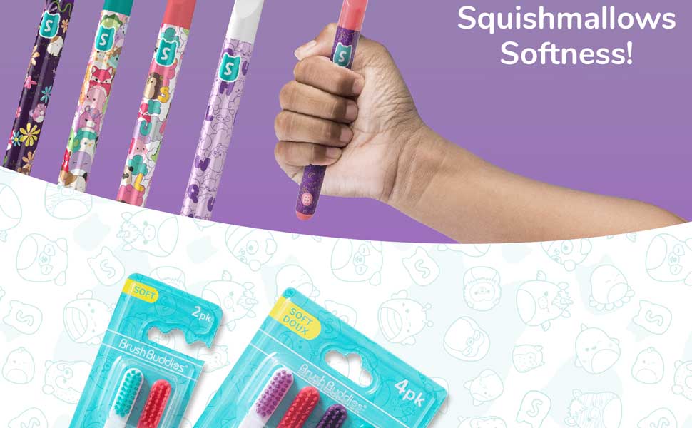 Squishmallows toothbrush, kid's multipack toothbrush featuring Squishmallows