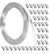Homanu Hose Clamp, DIY 100 FT Metal Strapping with Holes + 40 Fasteners, Hose Clamps Stainless St...