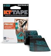KT Tape, Pro Ice, Menthol Infused Kinesiology Tape, 20 Count, 10" Precut Strips, Black