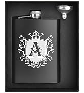 Ugiftcorner Hip Flask for Men Engraved Drinking Whiskey Flasks for Liquor 8 OZ Stainless Steel Bl...