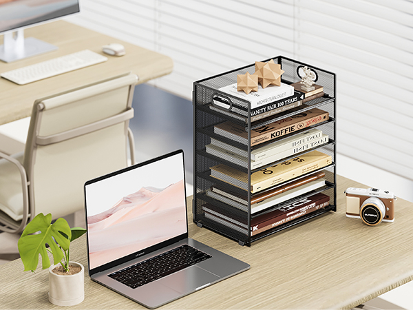desk paper organizer in office