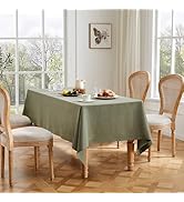ZeeMart Basic Linen Textured Table Cloth, 52 x 70 Inch Olive, Farmhouse Style Green Rectangle Tab...
