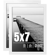 LaVie Home 5x7 Picture Frame 2 pack, Display Pictures 5 x 7 Frame, 5x7 White Photo Frame with HD ...
